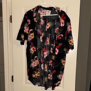 Floral and Flamingo Print Shirt